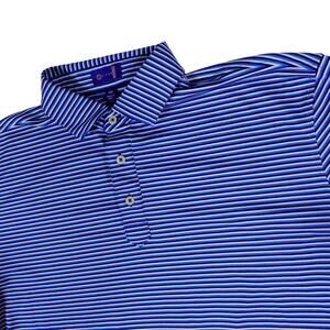 Stitch Bushnell Performance Stretch Blue Striped Golf Polo Shirt Medium Large